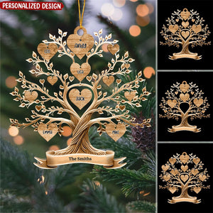 Old Heart Tree Our Family With Sweet Members Personalized Ornament