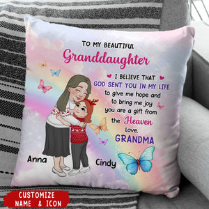 Personalized Granddaughter Grandson Gifts from Grandma, You are A Gift from The Heaven Pillow