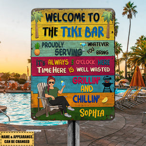 Patio Welcome Grilling Proudly Serving Whatever You Bring - Personalized Classic Metal Sign