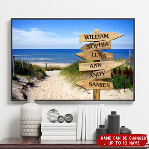 Personalized Sandy Beach Poster Print with Family Names