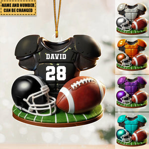 Football Jersey Uniform Personalized Acrylic Ornament - Christmas Gift For Him, Son, Boyfriend