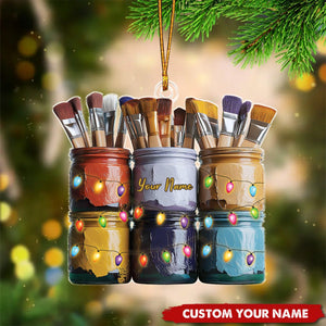 Personalized Painting Artist 2024 Christmas Ornament, Custom Name Brushes Painter Acrylic Ornament, Gift For Painter