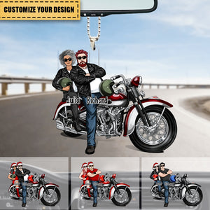 Motorcycle Couple Front View, Gift For Motorcycle Lovers-Personalized Acrylic Ornament