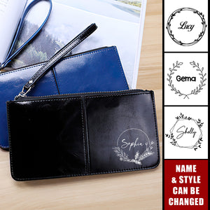 Personalized Name Wristlet Zipper Vintage Clutch Wallet