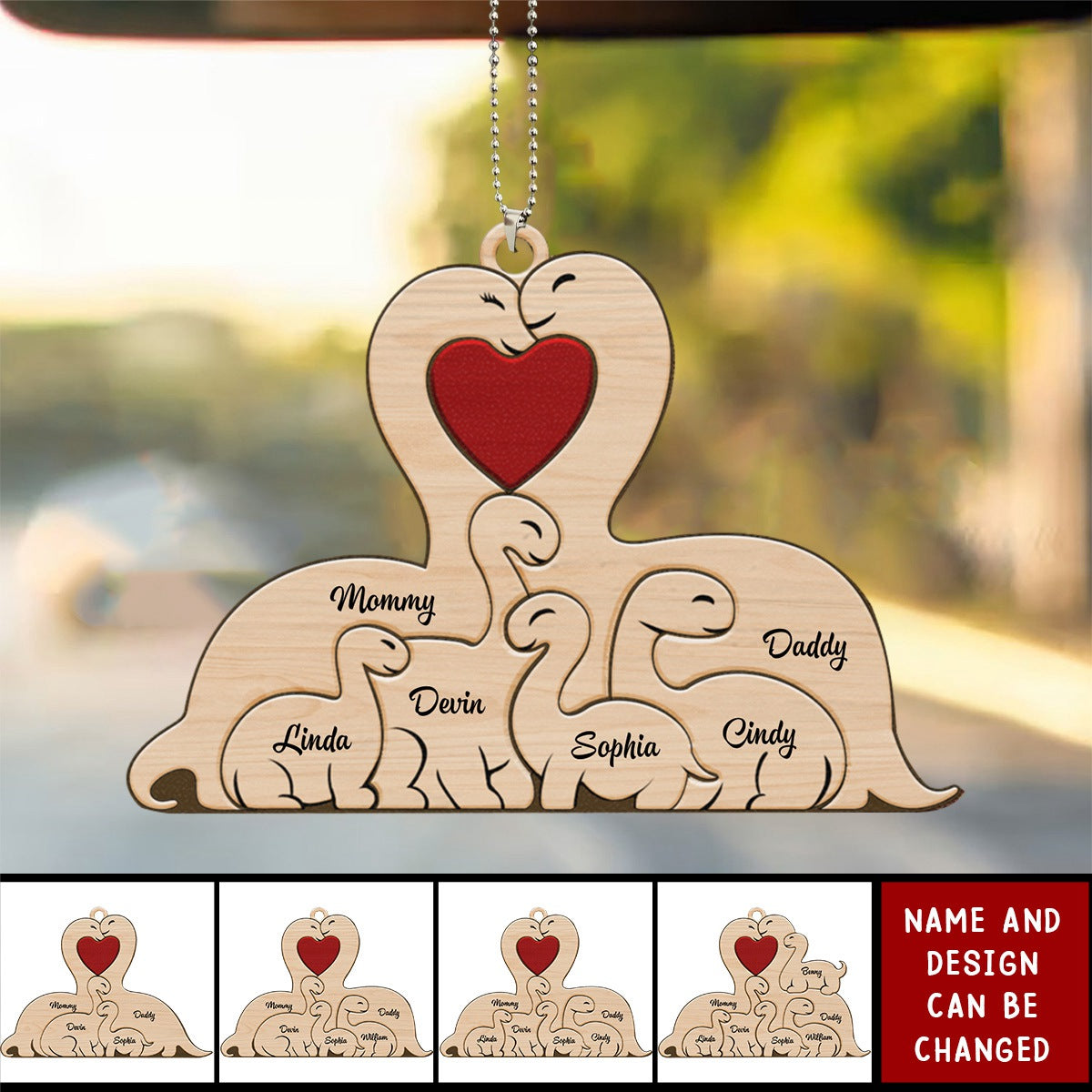 Family Dinosaurs - Gift For Family - Personalized Car Ornament