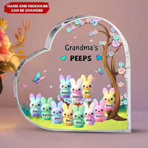 Grandma's Kids Marshmallow - Personalized Custom Heart-shaped Acrylic Plaque - Easter Gift For Grandma, Mom