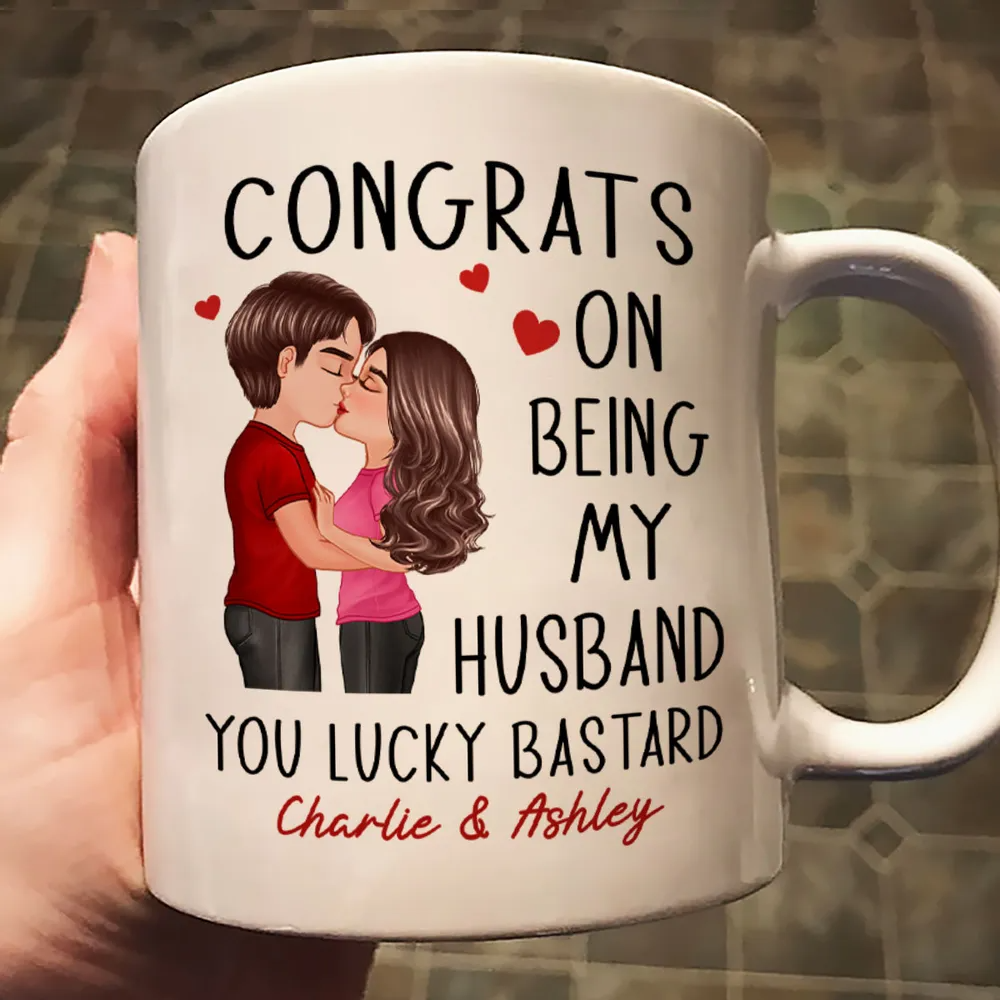 Congrats On Being My Husband Doll Couple Kissing Personalized Mug