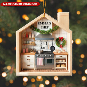 Custom Name Chef Kitchen Ornament, Chef Kitchen Christmas Decoration
