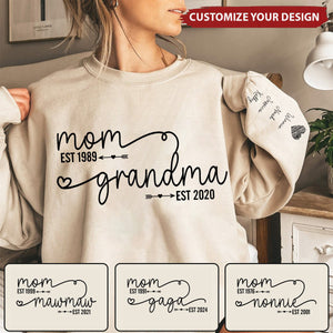 Mom Grandma Est Year Personalized Sweatshirt