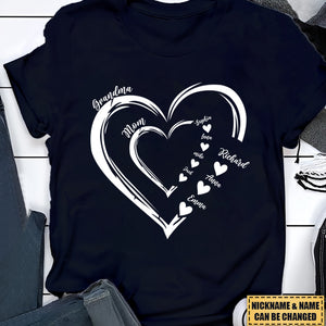 Personalized Mom Grandma And Grandkids Hearts Gift For Grandma Shirt