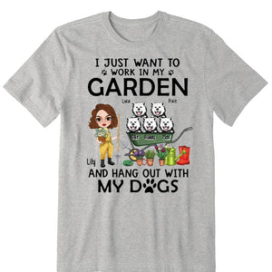 Up To 5 Dogs I Just Want To Work In My Garden - Personalized Shirt For Him, Her, Dog Lovers, Gardener