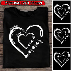 Personalized Mom Grandma And Grandkids Hearts Gift For Grandma Shirt