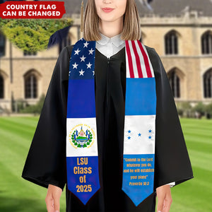 Personalized Nation Country Flag Graduation Stoles Sash