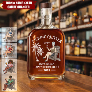 Officially Done - Coworker Personalized Whiskey Bottle - Appreciation, Retirement Gift