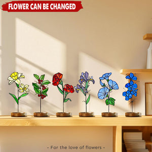Personalized Stained Glass Birth Month Flower Garden Stake Suncatcher