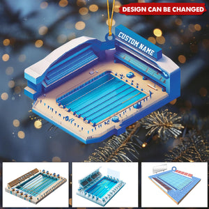 Personalized Swimming Pool Ornament, Christmas Swimmer Ornament