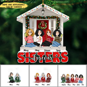 Sisters Forever Friends Red Christmas - Personalized Acrylic Ornament