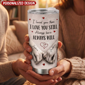 Romantic Couple Holding Hands - Personalized Stainless Steel Tumbler, Anniversary Gift For Couple