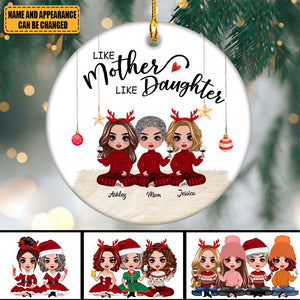 Doll Mother And Daughters Personalized Circle Ornament