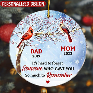 Memorial Cardinal It's Hard To Forget Circle Ornament