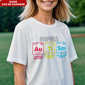 Personalized Autism Awareness Elements Periodic Table T-Shirt