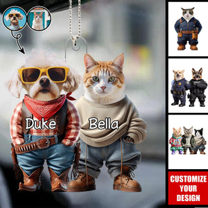 Custom Photo Cool Dog Cat Career Uniforms - Personalized Acrylic Ornament