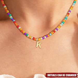 Cute Beaded Choker Colorful Bohemian Personalized Initial Necklace