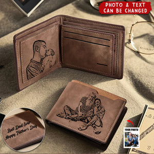 Personalized Engraved Photo Leather Short Wallet For Men