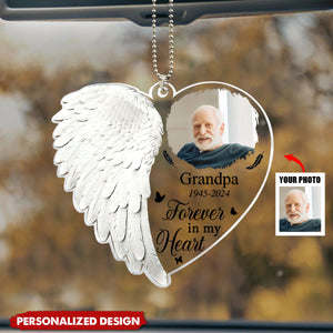 Custom Photo Although You Cannot See Me I'm Always With You - Personalized Acrylic Car Ornament