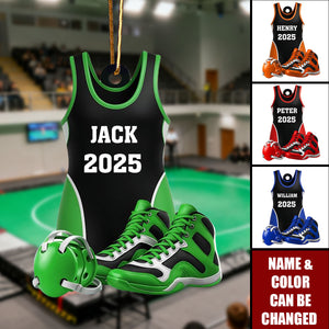 Personalized Wrestling Ornamen Acrylic Shoes & Headgear, Xmas Tree Decor