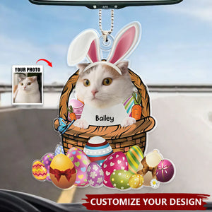 Custom Photo Easter Bunny Dog & Cat - Personalized Acrylic Car Ornament