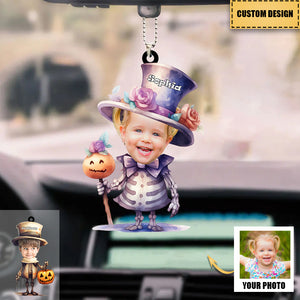 Personalized Cute Kid Halloween Pumpkin Ornament