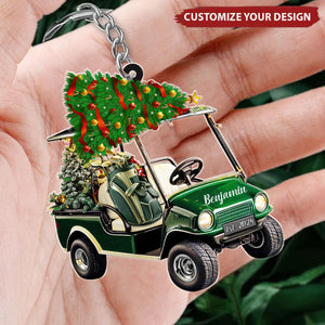 Personalized Golf Cart Acrylic Keychain, Christmas Gift For Golfer
