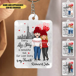 Our Favorite Love Story Couple Skyline Personalized Acrylic Keychain