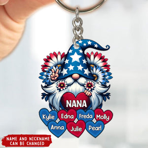 4th of July Dwarf Nana Auntie Mom Little Sweet Heart Kids Personalized Keychain