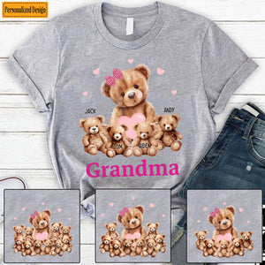 Grandma / Mama Bear With Little Bear Kids Personalized T-Shirt
