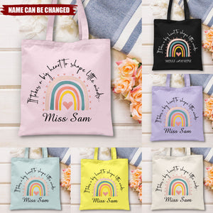 Personalized Teacher Tote Bag - Teacher Thank You Gift, Custom Name, Sentimental Appreciation Gift