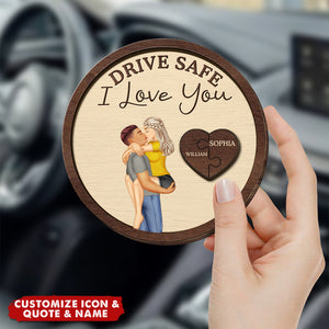 Drive Safe I Love You Kissing Couples - Personalized Custom Shaped Car Visor Clip
