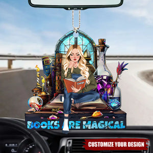 Reading Book Magical - Personalized Acrylic Car Ornament, Gift For Book Lover