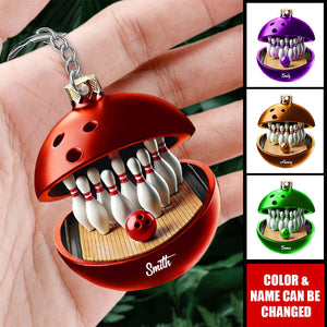 Bowling Lover Personalized Name Multicolor Shaped Acrylic Keychain