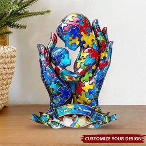 Mom And Kid - Personalized Autism Awareness Acrylic Plaque