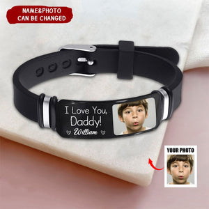 Custom I Love You Daddy Father's Day Gift - Personalized Photo Engraved Bracelet