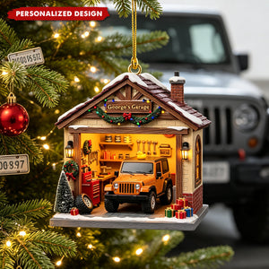 Personalized Off Road Car Garage Miniature Custom Acrylic Ornament, Gift For Jeep Lover
