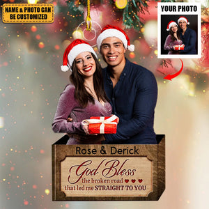 Custom Couple Photo From Our First Kiss Personalized Ornament