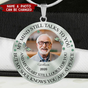 Memorial Custom Photo Dragonfly My Mind My Heart My Soul Personalized Necklace