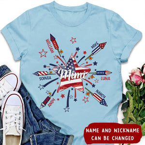 Personalized 4th Of July Firecrackers Grandma Mom Kids Shirt