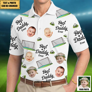 Best Daddy Ever - Personalized Photo Soccer Polo Shirt