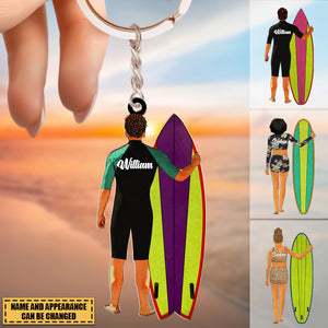 Personalized Surfing Keychain, Gifts For Surfers, Sport Gifts For Surfing Lover