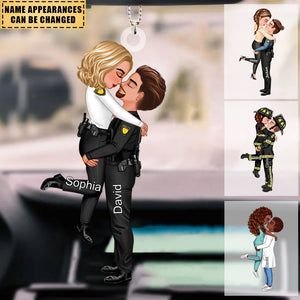 Doll Couple Kissing Hugging Personalized Ornament