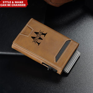 Personalized Smart Pop-Up Card Holder With RFID Blocking Slim Leather Wallet